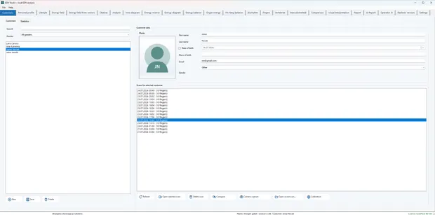 GDV Studio – Clients and measurement history